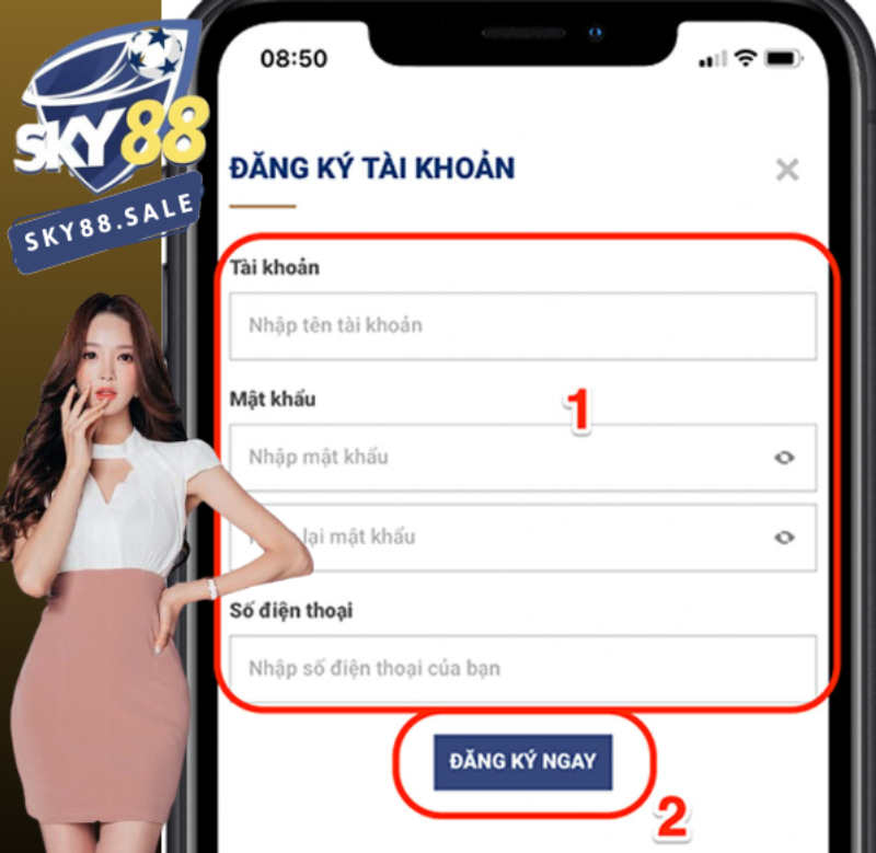 đăng ký sky88 trên điện thoại